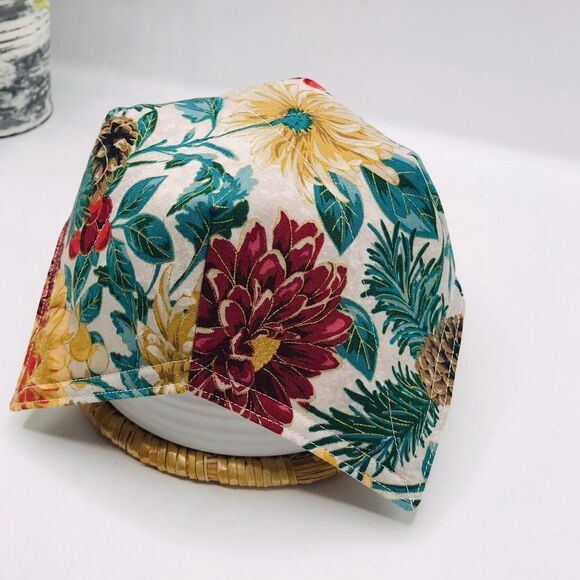 Microwave Soup Bowl Cozy, Reversible, Holiday Festive Dahlias Best Gift Idea - Picture 3 of 10
